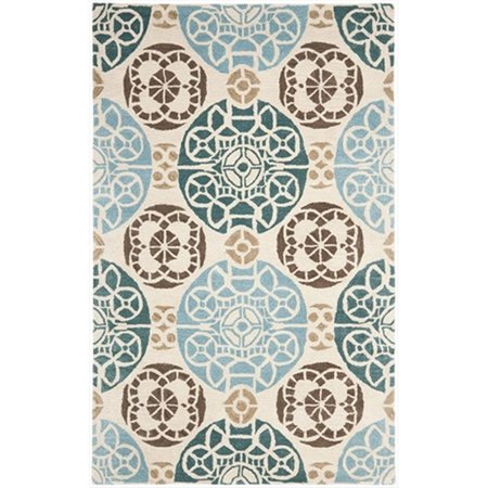 SAFAVIEH 2 ft. 3 in. x 11 ft. Runner Contemporary Wyndham Beige and Blue Hand Tufted Rug WYD376A-211